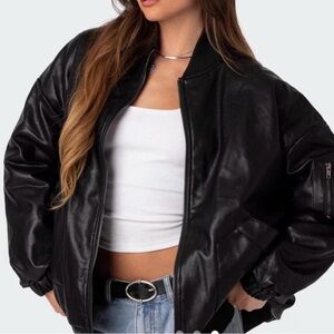 Edited by Remy Bader Women's Classic Silky Black Bomber Jacket $148